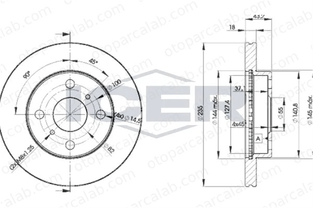 MAHER 03795 Fren Disk Ayna Ön Sağ ve Sol TOYOTA YARIS 4351252020 4351252050