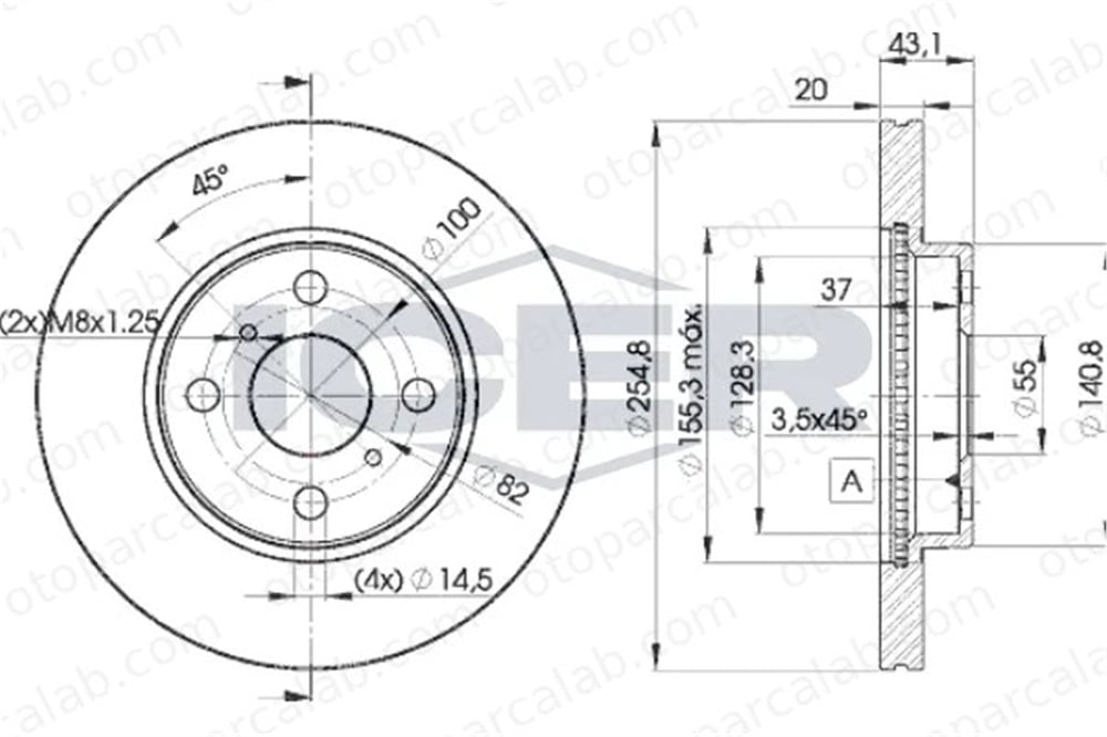 MAHER 03796 Fren Disk Ayna Ön Sağ ve Sol TOYOTA YARIS YARIS VERSO 4351252040 435120D050