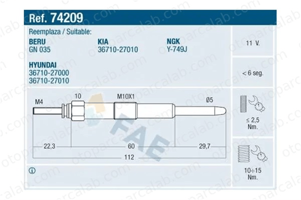 MAHER 30200 Isıtma Bujisi HYUNDAI TUCSON SANTA FÉ II 3671027010 3671027000
