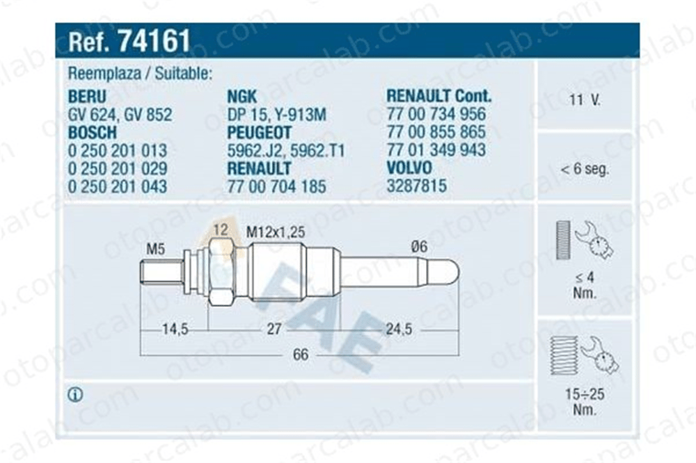 MAHER 30230 Isıtma Bujisi RENAULT 21 Station wagon 21 7700734956 88900740