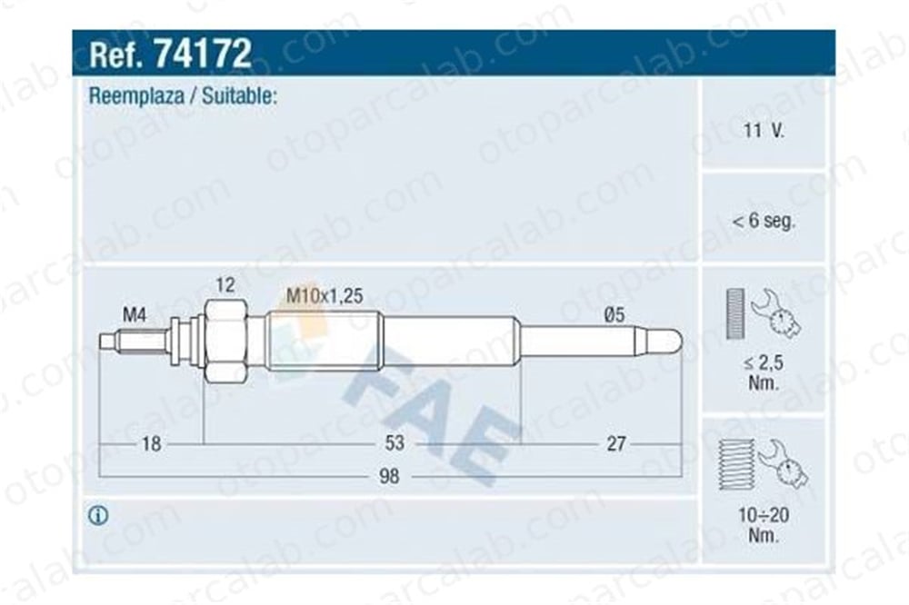 MAHER 30239 Isıtma Bujisi DAIHATSU WILDCAT/ROCKY TOYOTA COROLLA 1985064020 596040