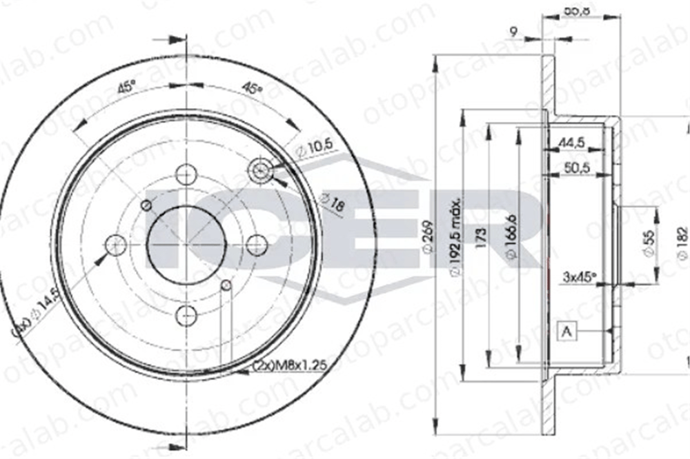 MAHER 31791 Fren Disk Ayna Arka Sağ ve Sol TOYOTA YARIS VERSO COROLLA Station wagon 424310D050 4243112210