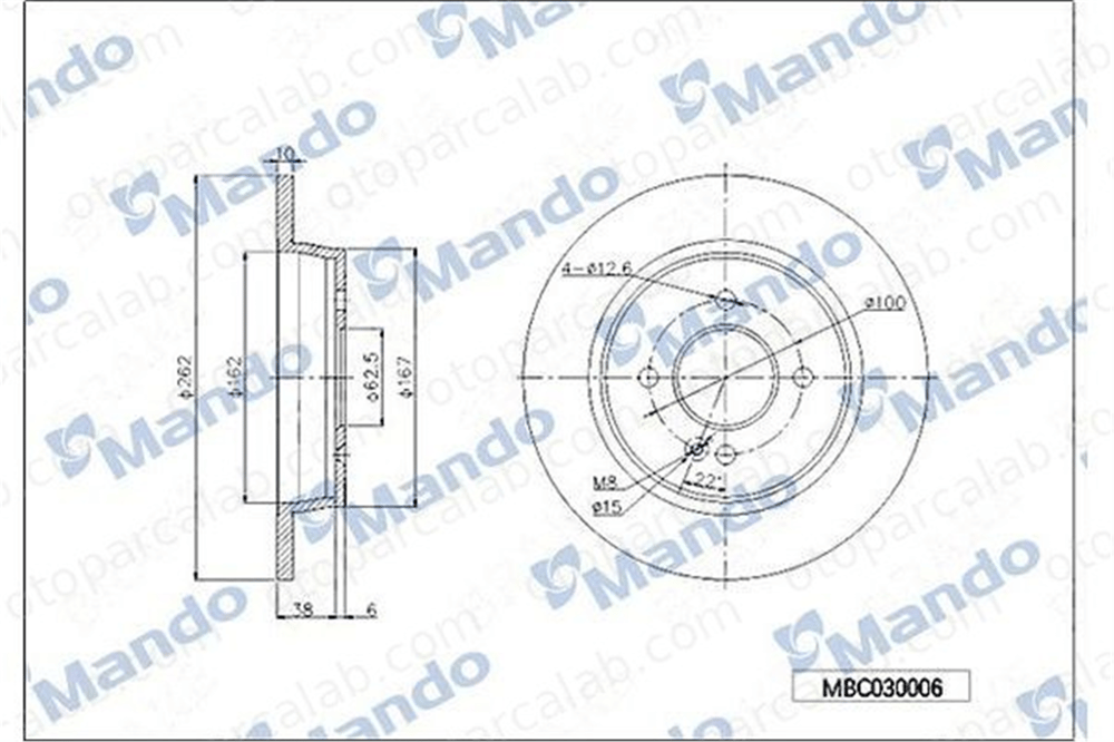 MANDO MBC030006 Fren Disk Ayna Arka Sağ ve Sol HYUNDAI i20 II KIA STONIC 584110U300