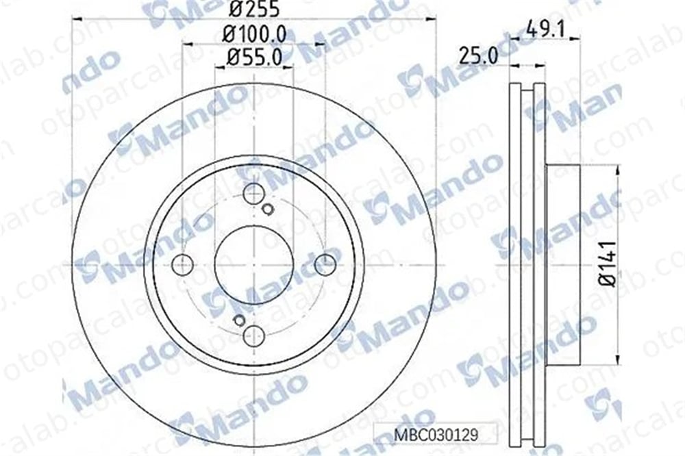 MANDO MBC030129 Fren Disk Ayna Ön Sağ ve Sol TOYOTA COROLLA COROLLA Sedan 4351202070 4351202071