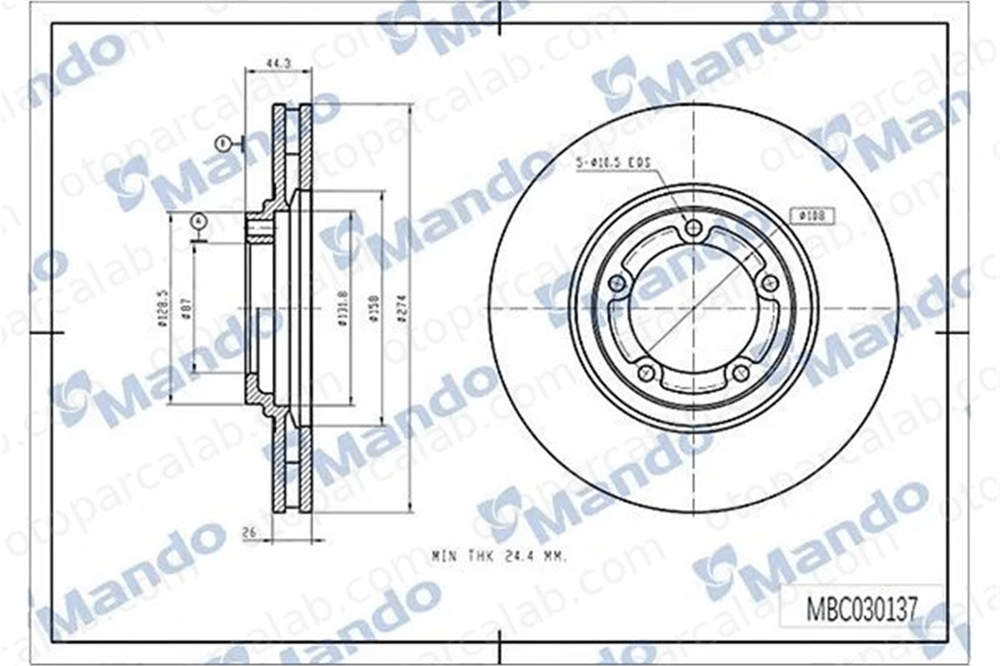 MANDO MBC030137 Fren Disk Ayna Ön Sağ ve Sol HYUNDAI H-1 / STAREX Minibüs/Otobüs H100 Platform şasi 581294A200 517124F000