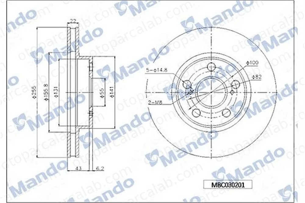 MANDO MBC030201 Fren Disk Ayna Ön Sağ ve Sol TOYOTA AVENSIS Sedan AVENSIS Station wagon 4351247030