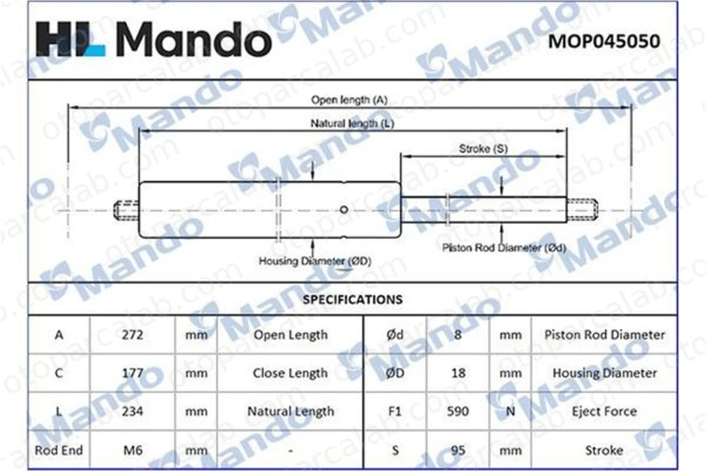 MANDO MOP045050 Bagaj Amortisörü Sağ veya Sol AUDI 80 B3 Sedan 90 B3 MOP045050 893827552