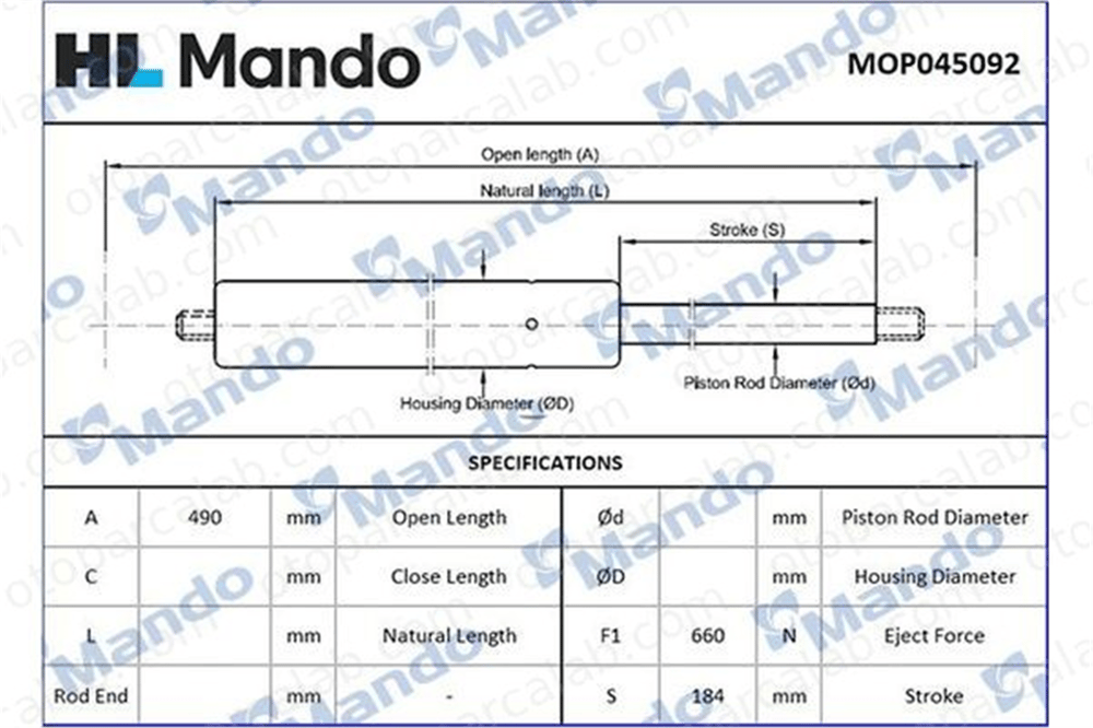 MANDO MOP045092 Bagaj Amortisörü Sağ veya Sol AUDI A6 C6 Avant A6 Allroad C6 MOP045092 4F9827552C