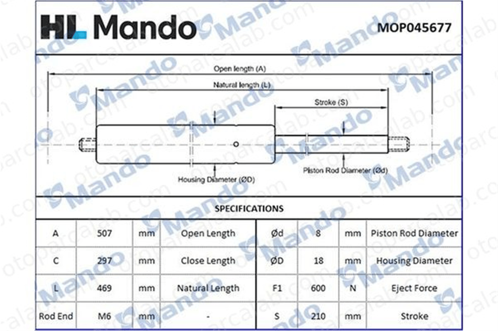 MANDO MOP045677 Bagaj Amortisörü Sağ veya Sol OPEL ASTRA F Station wagon ASTRA F Kombi van MOP045677 132719