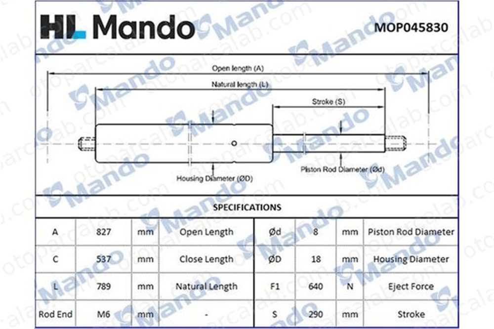 MANDO MOP045830 Bagaj Amortisörü Sağ veya Sol FORD TRANSIT Panelvan/Van TRANSIT Minibüs/Otobüs MOP045830 1C16V406A10DC