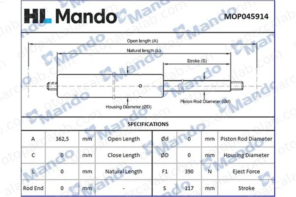 MANDO MOP045914 Bagaj Amortisörü Sağ veya Sol SEAT Mii SKODA CITIGO MOP045914 1ST827550A