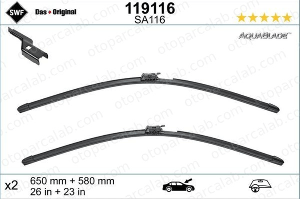 MERCEDES ORJINAL A1668207800 Silecek Süpürgesi Ön 650/580 mm - 26/23 inç MERCEDES-BENZ GLE GLE Coupe 1668207800 A1668207800