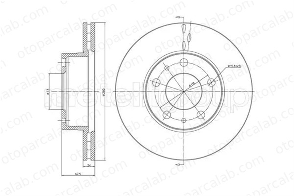 METELLI 23-0340 Fren Disk Ayna Ön Sağ ve Sol FIAT DUCATO Panelvan/Van DUCATO Platform şasi 4246L3 4246Y1