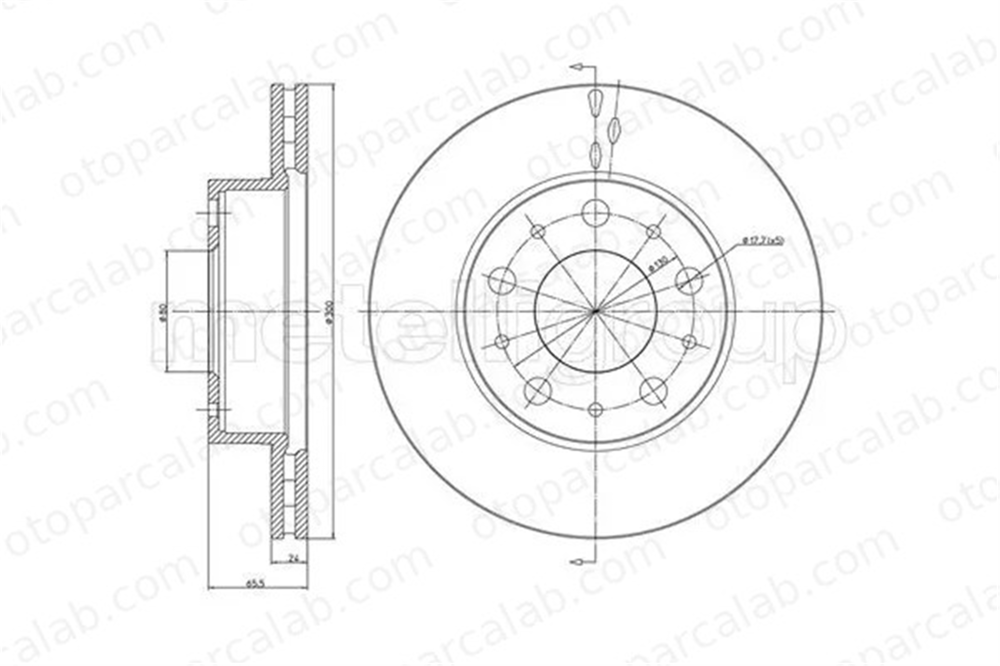 METELLI 23-0341 Fren Disk Ayna Ön Sağ ve Sol FIAT DUCATO Panelvan/Van DUCATO Minibüs/Otobüs 1307356080 4246K2