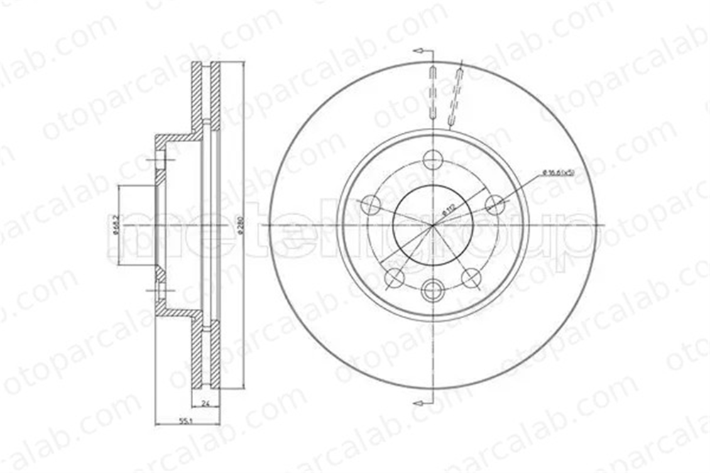METELLI 23-0507 Fren Disk Ayna Ön Sağ ve Sol VW TRANSPORTER T4 Minibüs/Otobüs TRANSPORTER T4 Panelvan/Van 7D0615301C 701615301F