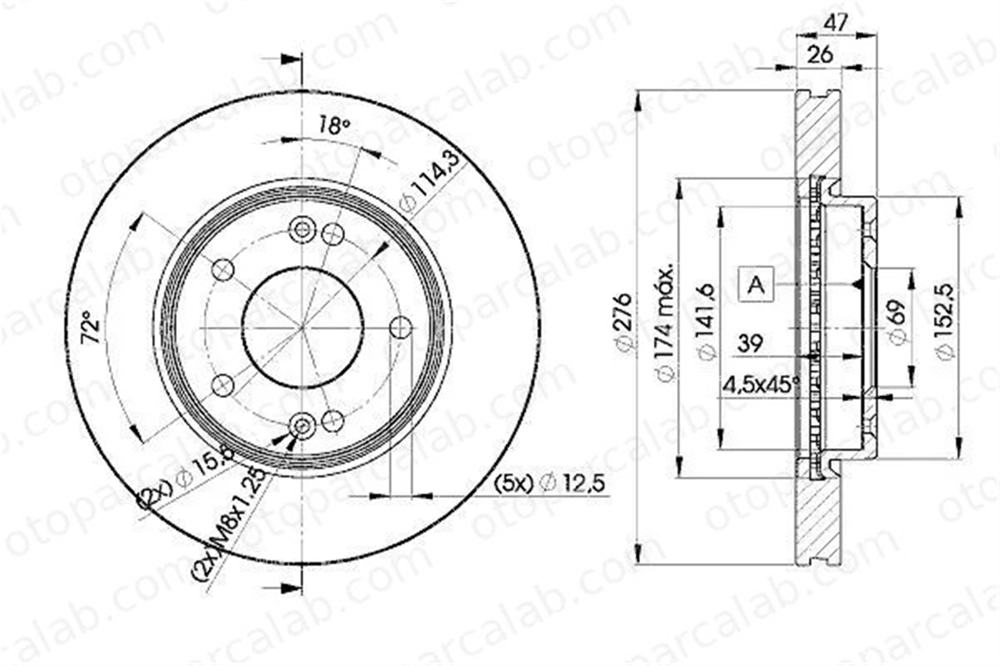 MGA 50378 Fren Disk Ayna Ön Sağ ve Sol HYUNDAI SANTA FÉ I TRAJET 517123B000 5171226000