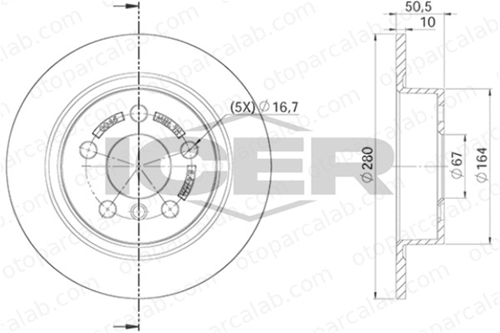MGA 50779 Fren Disk Ayna Arka Sağ ve Sol MINI MINI COUNTRYMAN BMW 2 Active Tourer 34216799367