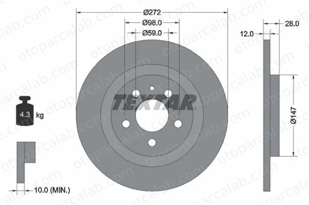 MGA 50892 Fren Disk Ayna Arka Sağ ve Sol CITROËN C8 FIAT ULYSSE E169153 4246P4