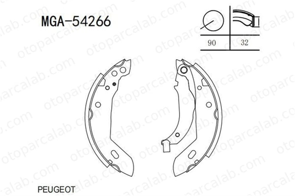 MGA 54266 Fren Pabuçlu Balata Arka PEUGEOT 205 II CITROËN ZX 424100000 424124