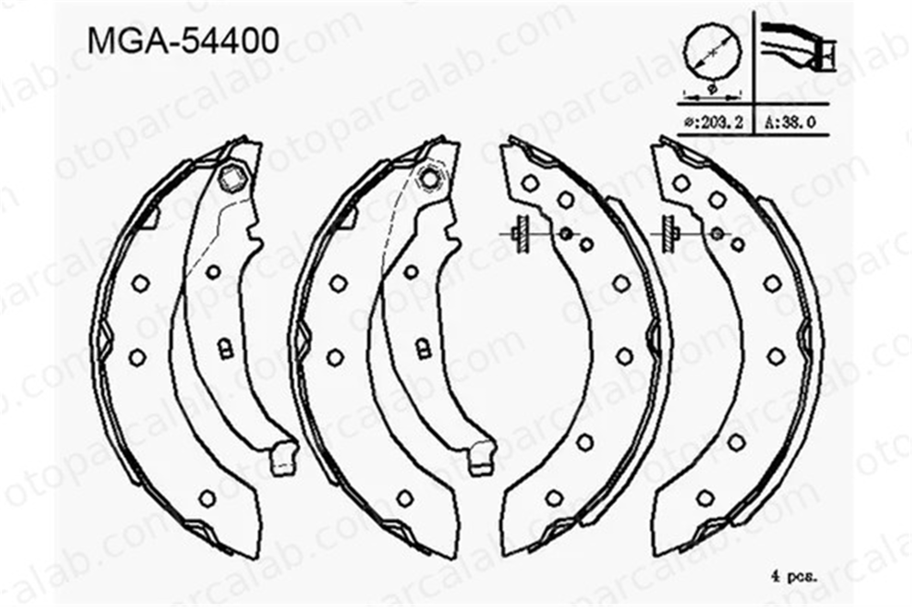 MGA 54400 Fren Pabuçlu Balata Arka RENAULT CLIO II CITROËN SAXO 7701206962 4241J1