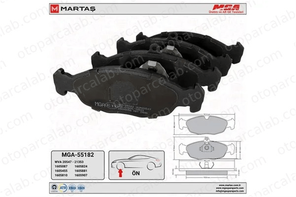 MGA 55182 Fren Disk Balata Ön OPEL ASTRA F Station wagon VECTRA A 1605881 EC11046948372
