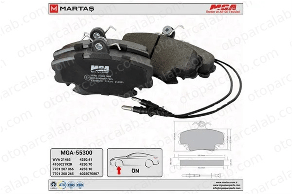 MGA 55300 Fren Disk Balata Ön RENAULT 11 CLIO II 410602192R 6001547619