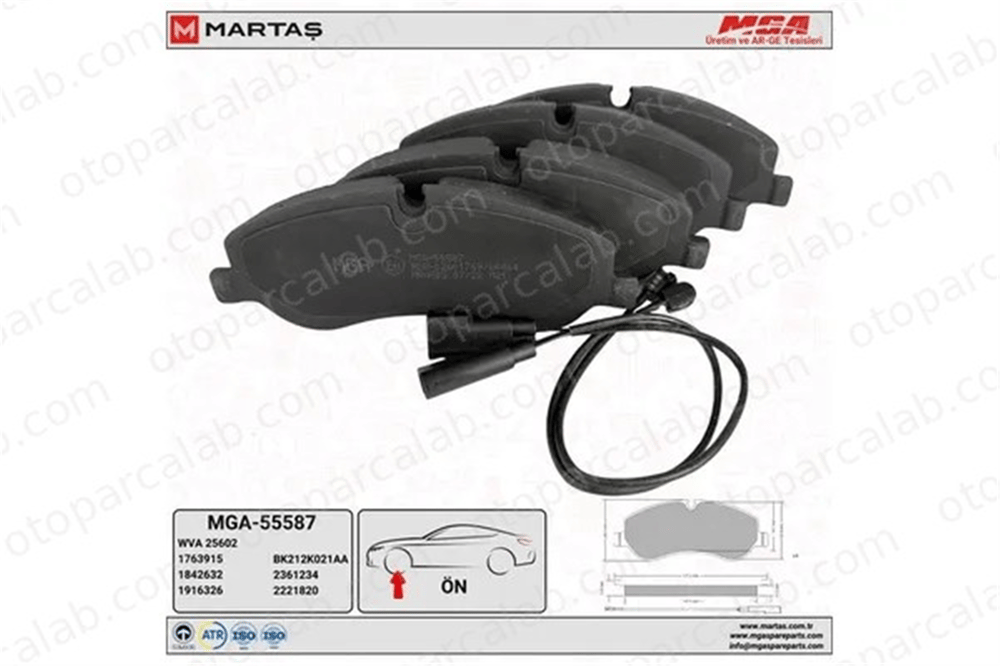 MGA 55587 Fren Disk Balata Ön FORD TRANSIT V363 Panelvan/Van TRANSIT V363 Platform şasi BK212K021AB 3H23D05
