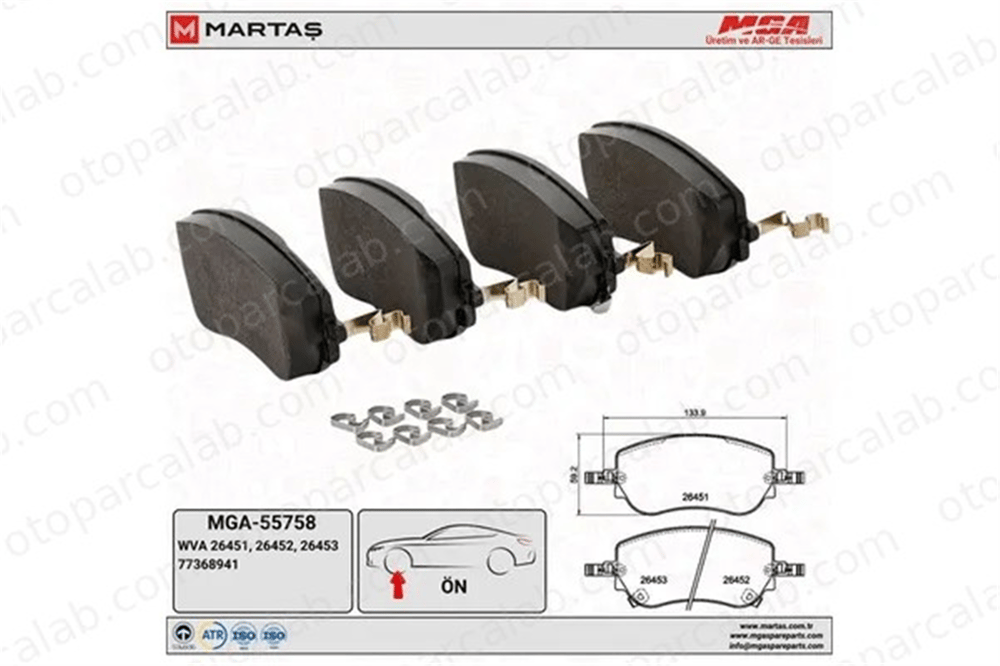 MGA 55758 Fren Disk Balata Ön FIAT TIPO Hatchback TIPO Sedan 77368941