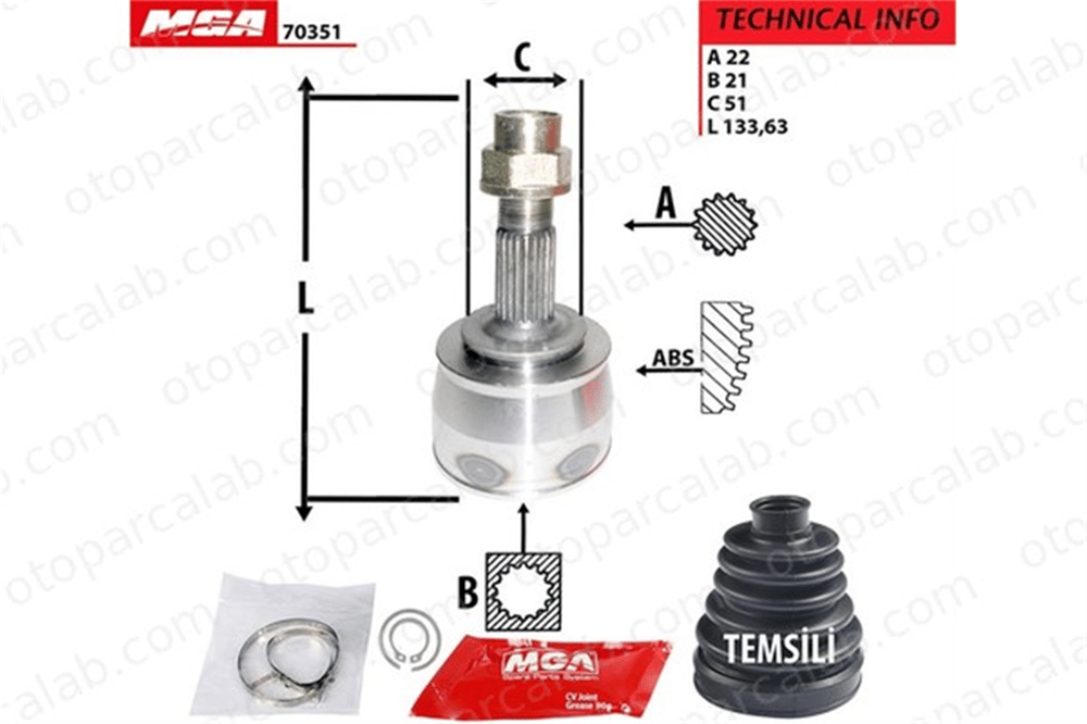 MGA 70351 Aks Kafası Ön Dış Sağ veya Sol FIAT PUNTO OPEL CORSA D 93190193 55700562