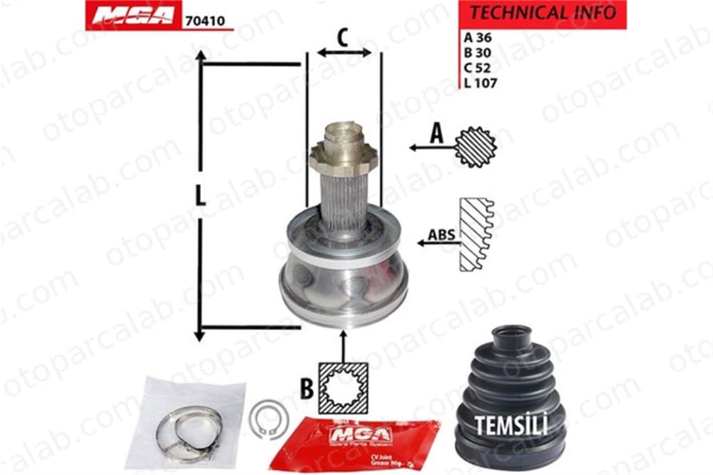 MGA 70410 Aks Kafası Ön Dış Sağ veya Sol VW POLO SKODA FABIA I Combi 6R0498099 6R0498099X