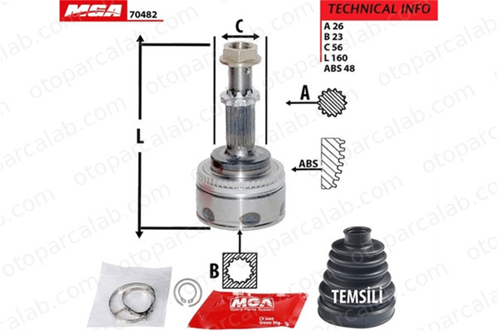 MGA 70482 Aks Kafası Ön Dış Sağ veya Sol TOYOTA AVENSIS AVENSIS Liftback 4347009740 4346009290