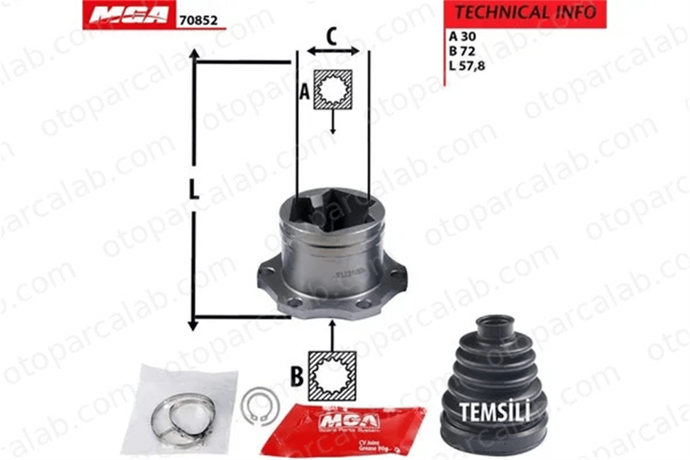 MGA 70852 Aks Kafası Ön İç Sağ veya Sol VW BORA I BORA Variant 1J0498103K 1J0498103KX
