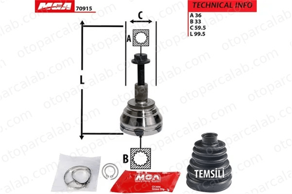 MGA 70915 Aks Kafası Ön Dış Sağ veya Sol SEAT LEON AUDI A3 Sportback 5M0498099 2Q0498099M