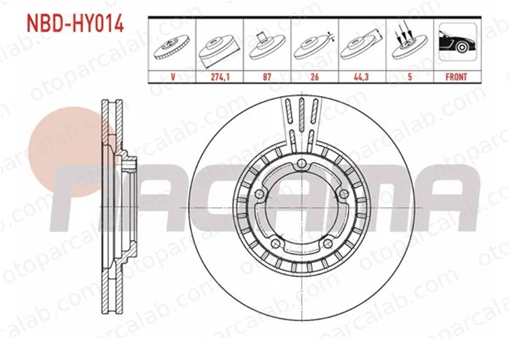 NAGAMA NBD-HY014 Fren Disk Ayna Ön Sağ ve Sol HYUNDAI H-1 / STAREX Minibüs/Otobüs H-1 Cargo 581294A200