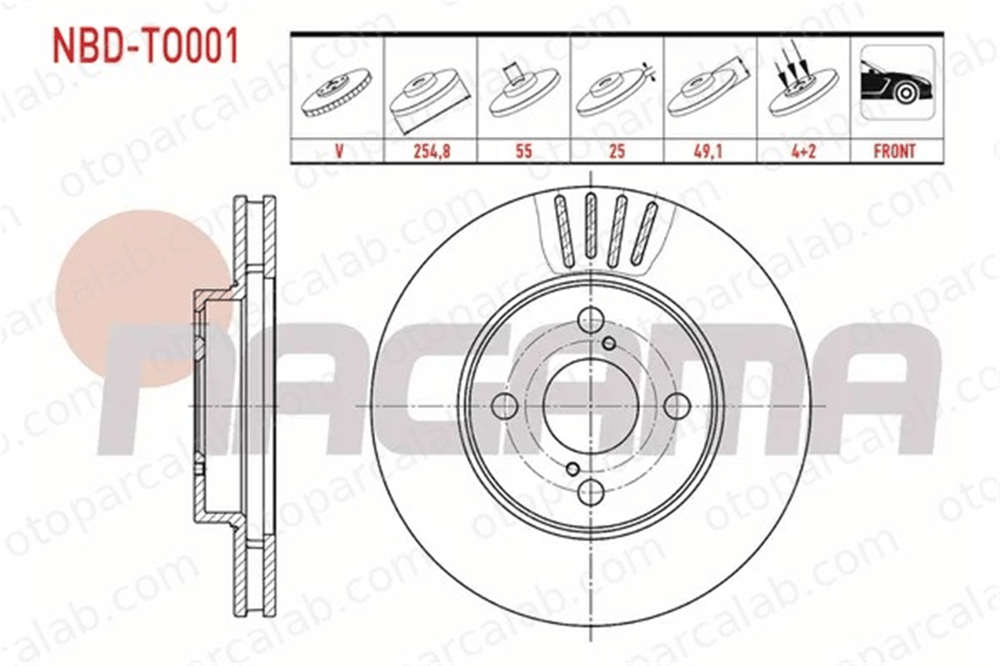 NAGAMA NBD-TO001 Fren Disk Ayna Ön Sağ ve Sol TOYOTA CARINA E VI Sportswagon CARINA E VI 435122070 4351220470