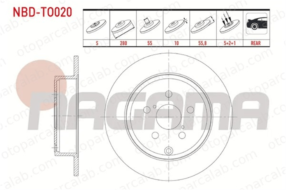 NAGAMA NBD-TO020 Fren Disk Ayna Arka Sağ ve Sol TOYOTA AURIS COROLLA Sedan 42431 4243112260