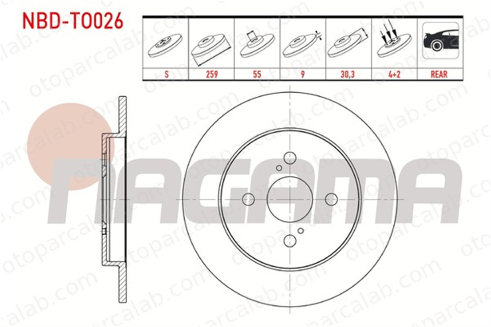 NAGAMA NBD-TO026 Fren Disk Ayna Arka Sağ ve Sol TOYOTA IQ YARIS 42431 52080