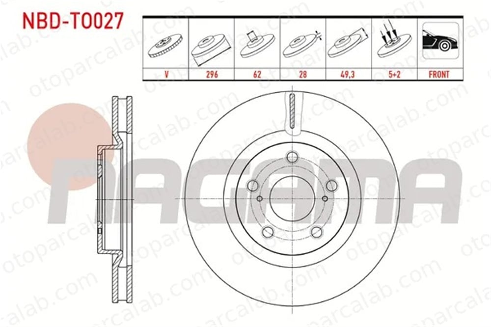 NAGAMA NBD-TO027 Fren Disk Ayna Ön Sağ ve Sol TOYOTA CAMRY Sedan RAV 4 IV 4351233140 4351202250