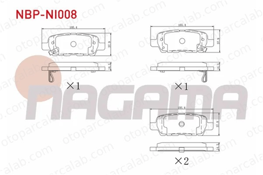 NAGAMA NBP-NI008 Fren Disk Balata Arka NISSAN JUKE QASHQAI / QASHQAI +2 I 410601408R 440600003R