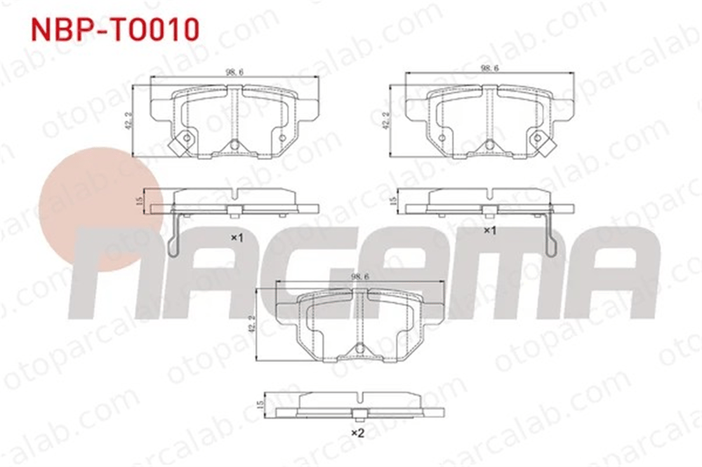 NAGAMA NBP-TO010 Fren Disk Balata Arka TOYOTA AURIS COROLLA Sedan 446602190 446602191