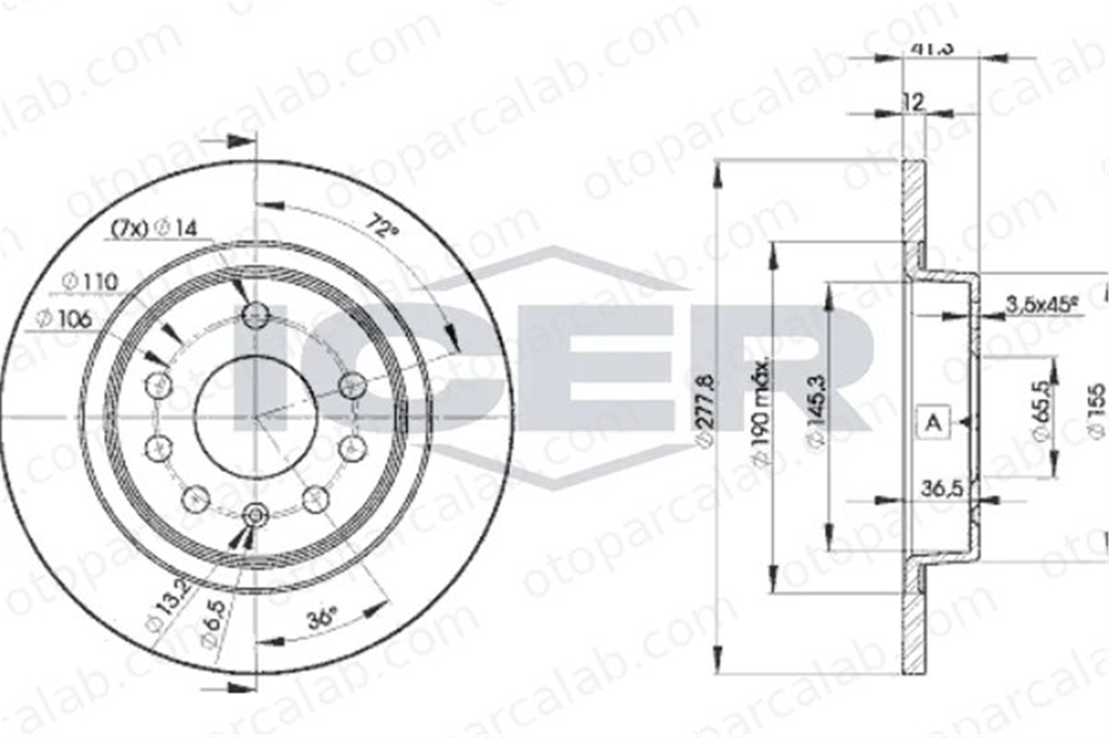 OPEL ORJINAL 9156785 Fren Disk Ayna Arka Sağ ve Sol OPEL VECTRA C VECTRA C GTS 9156785 93188377