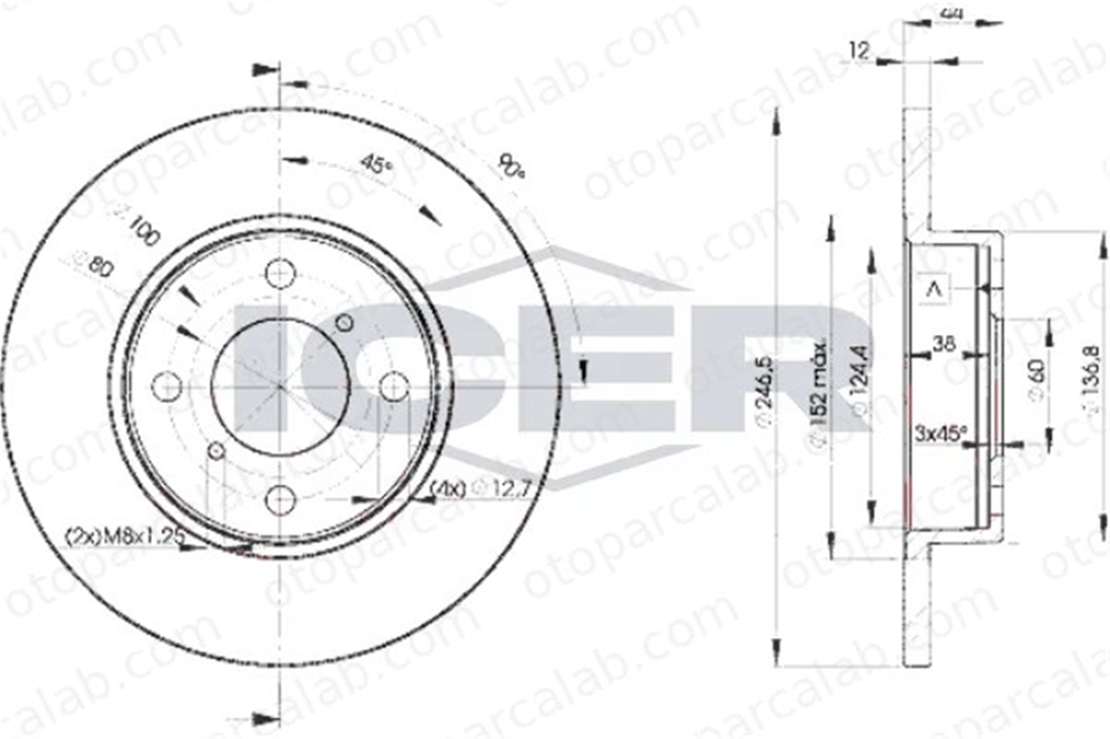 OPEL ORJINAL 9193872 Fren Disk Ayna Ön Sağ ve Sol SUZUKI WAGON R+ Hatchback OPEL AGILA 9193872 4700711