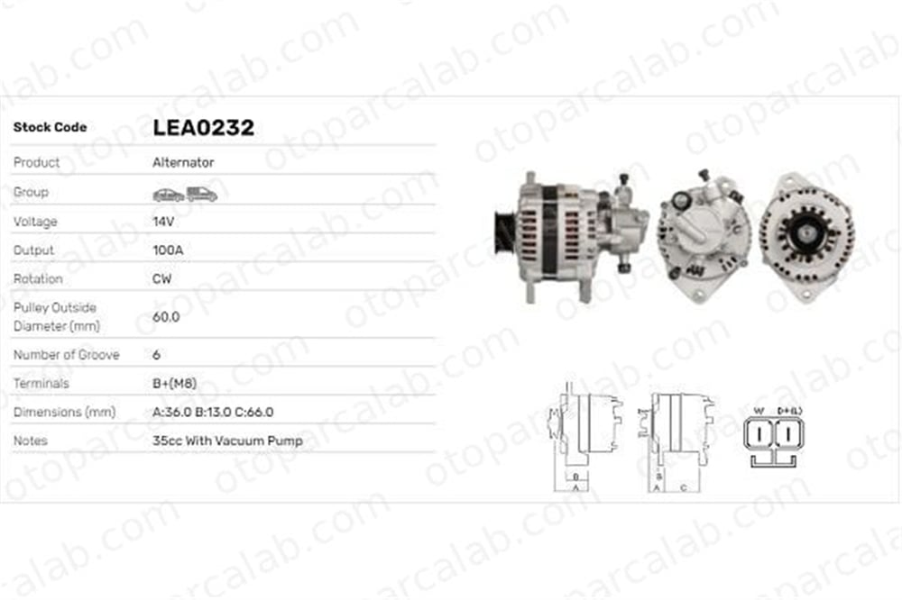 PARS PRS-ALT110 Alternatör OPEL MONZA A SENATOR A 986043981 LR1100502