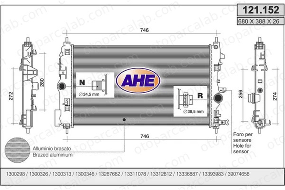 PSA ORJINAL 39074658 Su Radyatörü OPEL ASTRA J Sports Tourer ASTRA J 39074658 1300298