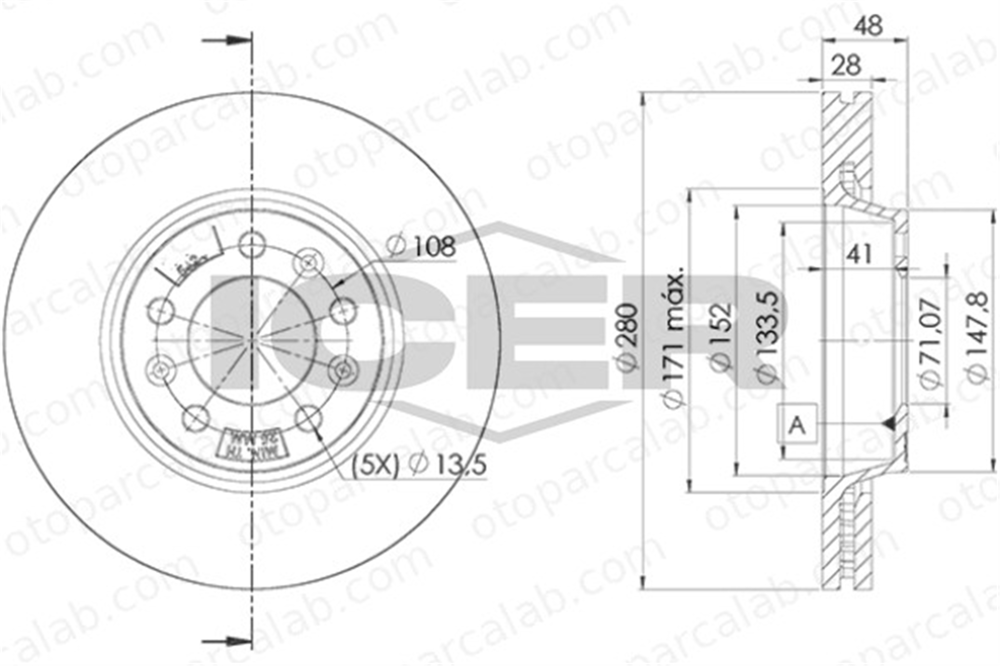 PSA ORJINAL 4249.J9 Fren Disk Ayna Ön Sağ ve Sol TOYOTA PROACE Panelvan/Van CITROËN JUMPY 4249J9 424921