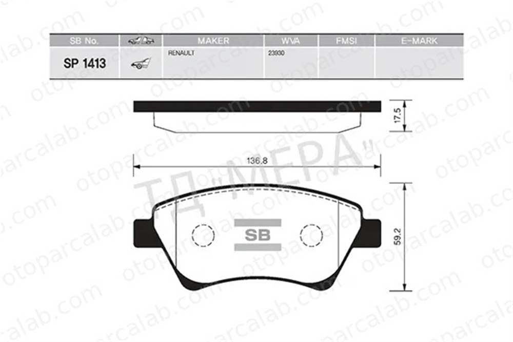 SANGSIN SP1413 Fren Disk Balata Ön RENAULT MEGANE II MEGANE II Station wagon 7701208122 410601241R