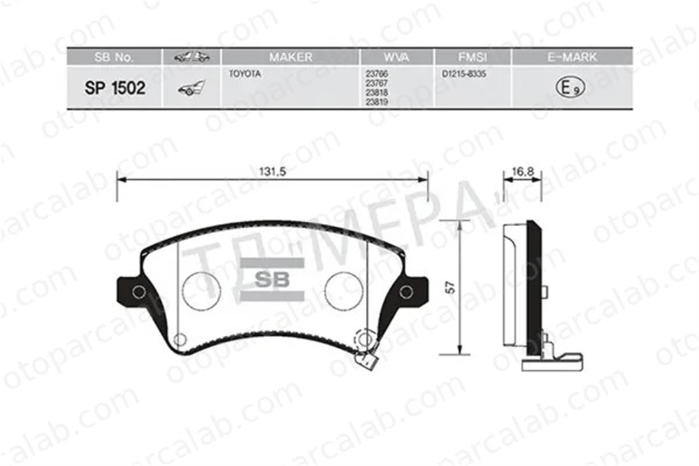 SANGSIN SP1502 Fren Disk Balata Ön TOYOTA COROLLA COROLLA Station wagon 446502130 446502061
