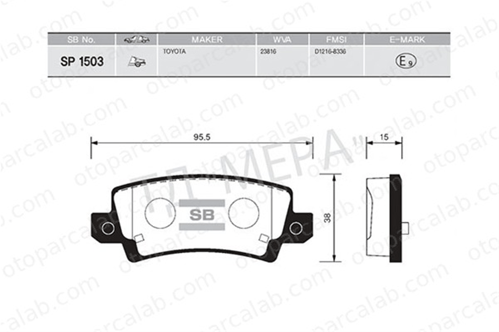 SANGSIN SP1503 Fren Disk Balata Arka TOYOTA COROLLA COROLLA Station wagon 446602160 446602020