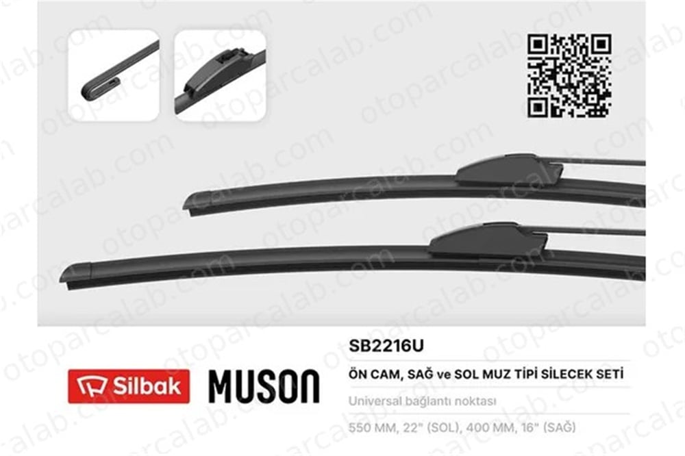 SILBAK SB2216U Silecek Süpürgesi Ön 550/400 mm - 22/16 inç FORD TRANSIT Panelvan/Van TRANSIT Platform şasi 98350B9010 50516364