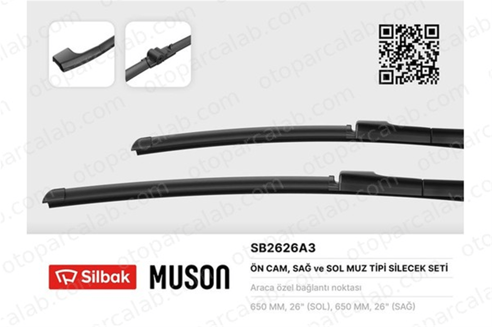 SILBAK SB2626A3 Silecek Süpürgesi Ön 650/650 mm - 26/26 inç MERCEDES-BENZ E-SERISI E-SERISI T-Model 7L0998002 95562893911